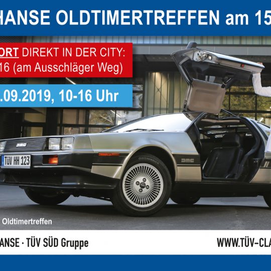 Am Sonntag, den 15.09.2019 findet von 10:00 - 16:00 Uhr das 13. TÜV HANSE Oldtimertreffen statt. ACHTUNG NEUER STANDORT! BRACKDAMM 16, DIREKT IN DER HAMBURGER CITY AM AUSSCHLÄGER WEG